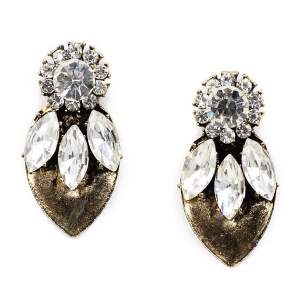 Jewelry - NWT Mixed Media Tear Drop Crystal Earring